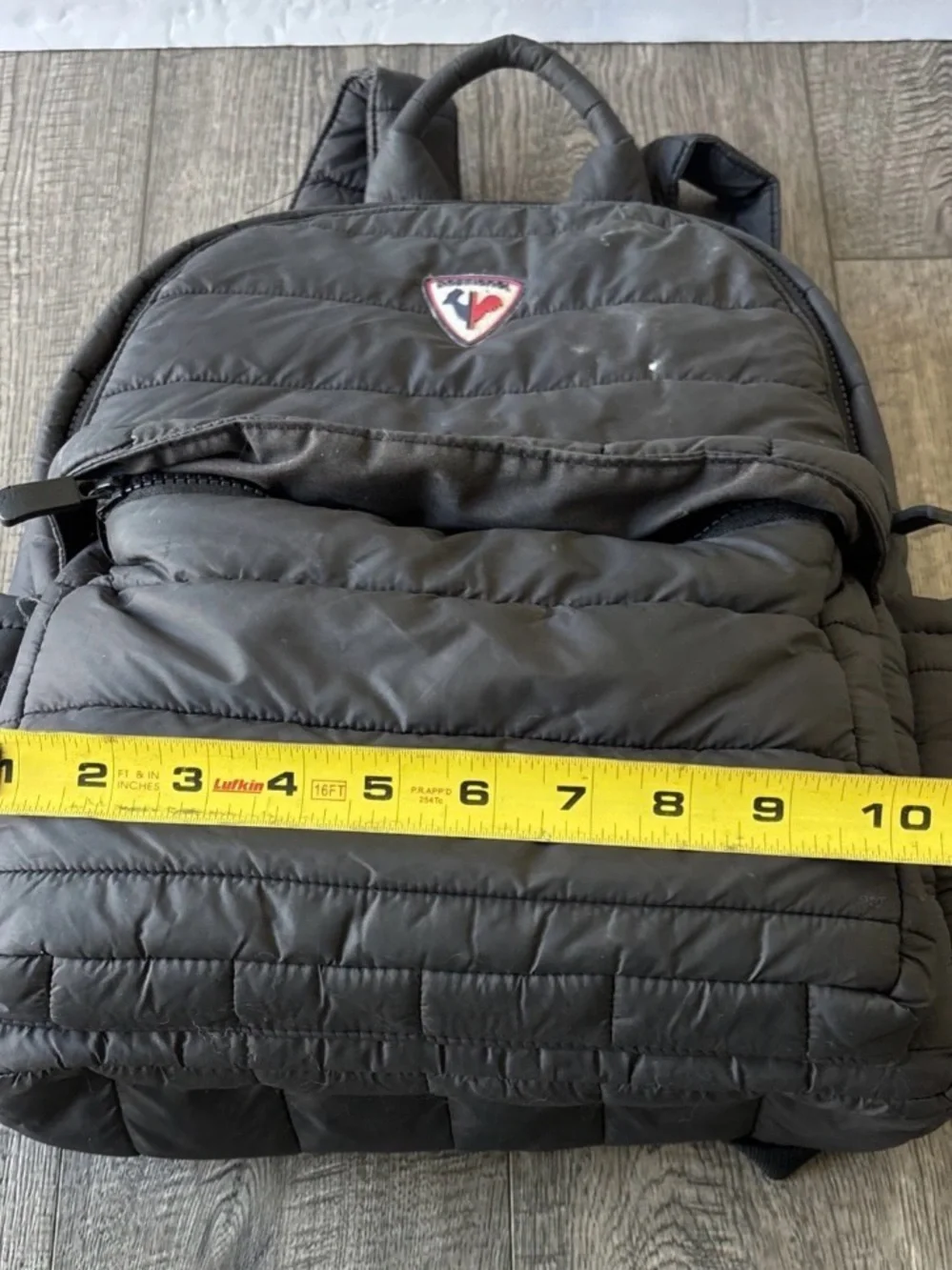 Rossignol Black Quilted Backpack with Front Pocket